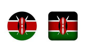 plat carré et cercle Kenya nationale drapeau Icônes vecteur