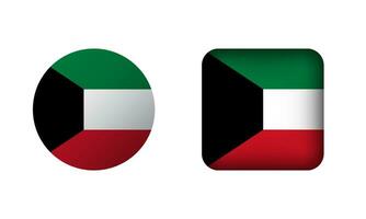 plat carré et cercle Koweit drapeau Icônes vecteur