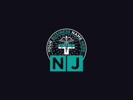 médical New Jersey logo icône, initiale New Jersey médecins logo lettre modèle vecteur