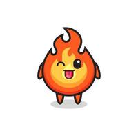 personnage de feu mignon dans une douce expression tout en tirant la langue vecteur