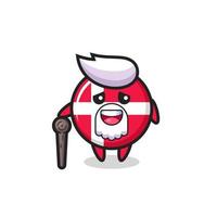Le grand-père mignon d'insigne de drapeau du Danemark tient un bâton vecteur