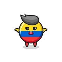 colombie drapeau badge mascotte personnage disant je ne sais pas vecteur