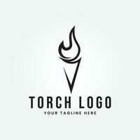 conception d'illustration vectorielle de logo de torche de feu, logo d'art en ligne minimaliste vecteur