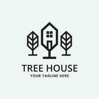 arbre maison logo icône conception vecteur illustration modèle