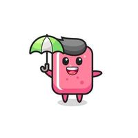 illustration mignonne de bubble-gum tenant un parapluie vecteur