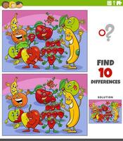 différences activité avec dessin animé fruit personnages vecteur