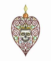 bijoux conception art ancien cœur mélanger fantaisie crâne pendentif main dessin et La peinture faire graphique vecteur. vecteur