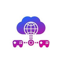 icône de jeu en nuage avec des contrôleurs de jeu sur blanc vecteur