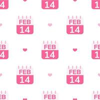 calendrier page de 14e février lequel est la Saint-Valentin journée sans couture modèle Contexte. vecteur