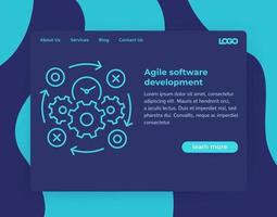développement logiciel agile, modèle sombre de site Web vecteur