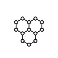 Graphène, icône de vecteur de structure de carbone atomique sur blanc