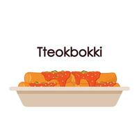 tteokbokki nouille vecteur, coréen aliments. épicé riz gâteau. vecteur