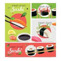 ensemble de bannières de sushi réalistes vecteur