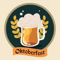 Bière verre avec mousse oktoberfest affiche vecteur illustration