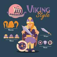 mignonne viking femelle personnage atout avec armes et casques vecteur illustration