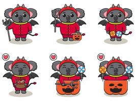 koala halloween mis diable vecteur