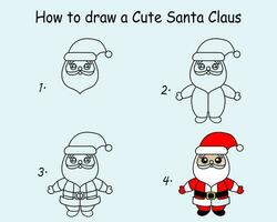 étape à étape dessiner une mignonne Père Noël claus. bien pour dessin enfant enfant illustration. vecteur illustration
