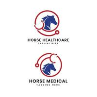 cheval médecin ou cheval médical logo conception Créatif concept pour animal soins de santé avec cheval et stéthoscope vecteur