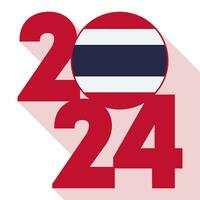 content Nouveau année 2024, longue ombre bannière avec Thaïlande drapeau à l'intérieur. vecteur illustration.