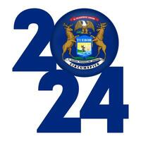 2024 bannière avec Michigan Etat drapeau à l'intérieur. vecteur illustration.