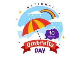 nationale parapluie journée vecteur illustration sur dix février avec parapluies à pluvieux temps ou mousson saison dans plat dessin animé Contexte conception