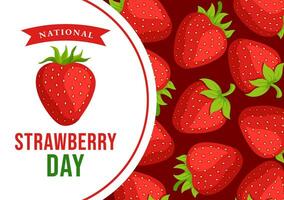 nationale fraise journée vecteur illustration sur février 27 à célébrer le sucré peu rouge fruit dans plat dessin animé Contexte conception