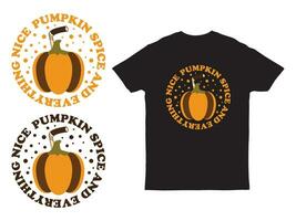 citrouille pimenter et tout agréable typographie l'automne T-shirt conception aussi bien pour Restaurants, bar, affiches, salutation cartes, bannières, textile, cadeaux, chemises, tasses. vecteur