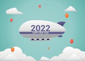 bonne année 2022 avec illustration de navire aérien vecteur