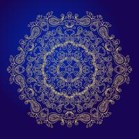 Mandala, amulette. Symbole d&#39;or ésotérique sur fond bleu. vecteur