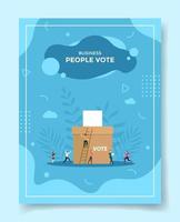 les gens votent pour le modèle de bannières, flyer, couverture de livres, magazine vecteur