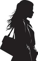 une femme avec sac vecteur silhouette