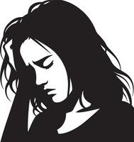 triste femme vecteur silhouette illustration, dérangé femme vecteur, tension femme vecteur