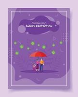 concept de protection familiale pour le modèle de bannières, flyer, vecteur