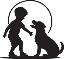 enfant en jouant avec chien vecteur silhouette illustration 3