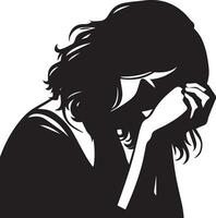 triste femme vecteur silhouette illustration, dérangé femme vecteur, tension femme vecteur
