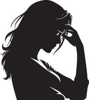 triste femme vecteur silhouette illustration, dérangé femme vecteur, tension femme vecteur