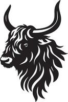 yak animal tête vecteur silhouette illustration noir Couleur 19