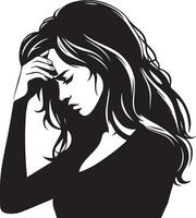 stress femme vecteur silhouette illustration noir Couleur