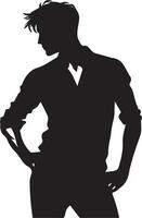 homme pose vecteur silhouette illustration, une plat homme style vecteur silhouette