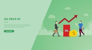 prix du pétrole en hausse pour la page d'accueil du modèle de site Web vecteur