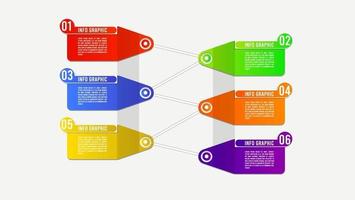 zig zag 6 options d'étape modèle infographique coloré vecteur