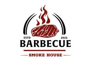 un barbecue fête logo est une conception atout adapté pour création logos ou l'image de marque matériaux pour barbecue des soirées, les barbecues, ou tout liés à l'alimentation événements avec une amusement et décontractée atmosphère. vecteur