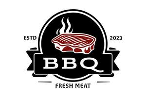 un barbecue fête logo est une conception atout adapté pour création logos ou l'image de marque matériaux pour barbecue des soirées, les barbecues, ou tout liés à l'alimentation événements avec une amusement et décontractée atmosphère. vecteur