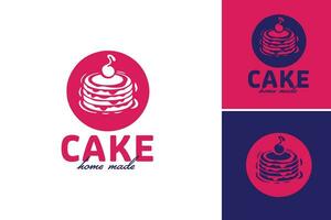 gâteau Accueil fabriqué logo est une conception atout adapté pour une fait maison gâteau affaires ou boulangerie à créer une unique et personnalisé logo. vecteur