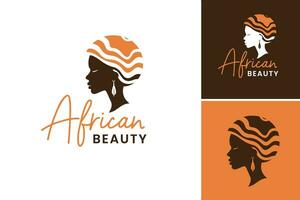 africain beauté logo suggère une conception atout représentant beauté avec un africain thème. cette atout aurait être adapté pour entreprises ou les organisations promouvoir africain beauté des produits ou prestations de service. vecteur