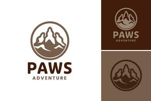 pattes aventure logo est une conception atout adapté pour entreprises ou des produits en relation à animaux, animaux domestiques, ou Extérieur aventures vecteur