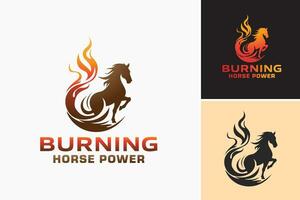 brûlant cheval Puissance logo est une dynamique et ardent logo conception représentant force et énergie. cette atout est parfait pour voiture, courses, ou lié au sport marques cherchant vecteur
