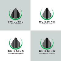 logo de construction avec style d'art en ligne. résumé de la construction de la ville pour l'inspiration de conception de logo et la conception de cartes de visite vecteur