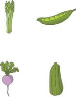 fruit des légumes dans plat dessin animé conception. isolé sur blanc Contexte. vecteur illustration.