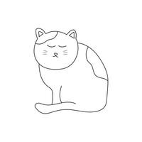 main tiré des gamins dessin vecteur illustration mignonne chat en train de dormir permanent en haut icône dans griffonnage style